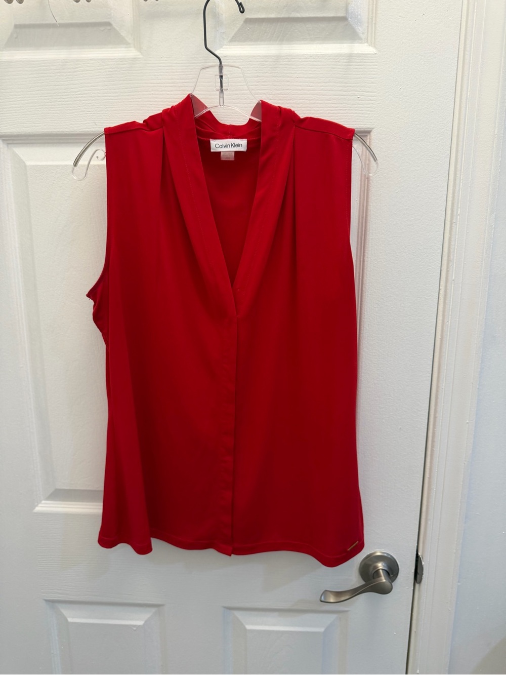 Calvin Klein Red V-Neck Sleeveless Top